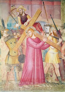 El camino al calvario, detalle de Cristo cargando la cruz, c.1365 (detalle)